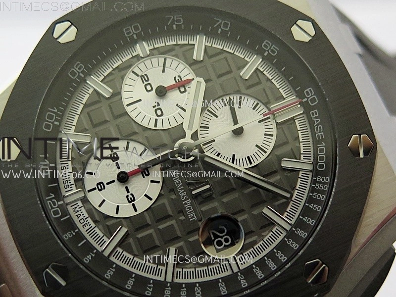 Royal Oak Offshore 44mm SS TKF Best Edition Gray Dial Ceramic Bezel on Gray Rubber Strap A3126