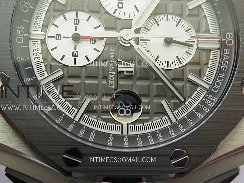 Royal Oak Offshore 44mm SS TKF Best Edition Gray Dial Ceramic Bezel on Gray Rubber Strap A3126