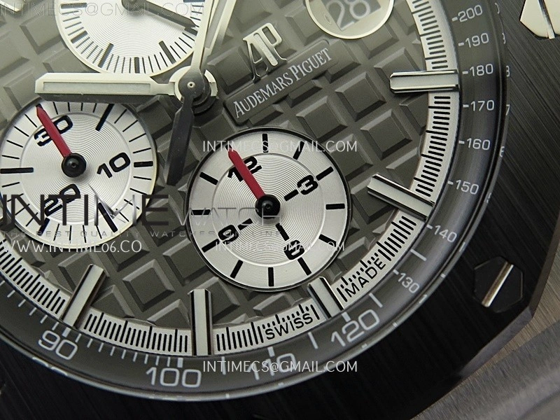 Royal Oak Offshore 44mm SS TKF Best Edition Gray Dial Ceramic Bezel on Gray Rubber Strap A3126