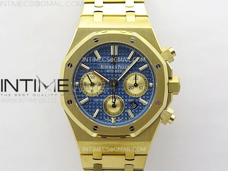 Royal Oak Chrono 26331ST YG IPF 1:1 Best Edition Blue Dial Gold subdial on SS Bracelet A7750