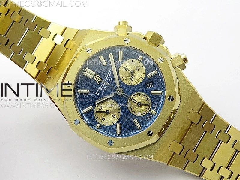 Royal Oak Chrono 26331ST YG IPF 1:1 Best Edition Blue Dial Gold subdial on SS Bracelet A7750
