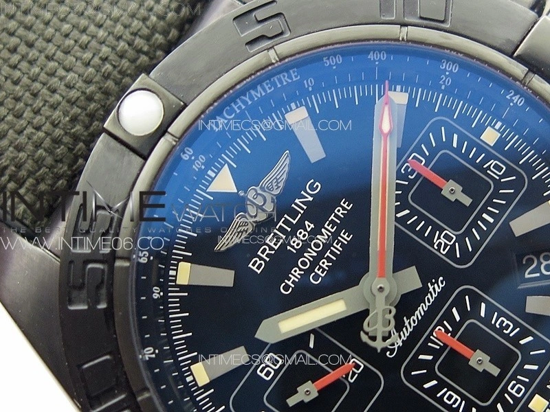 Chronomat 44mm Blacksteel V9F 1:1 Special Edition Black Dial on Black Rubber Strap