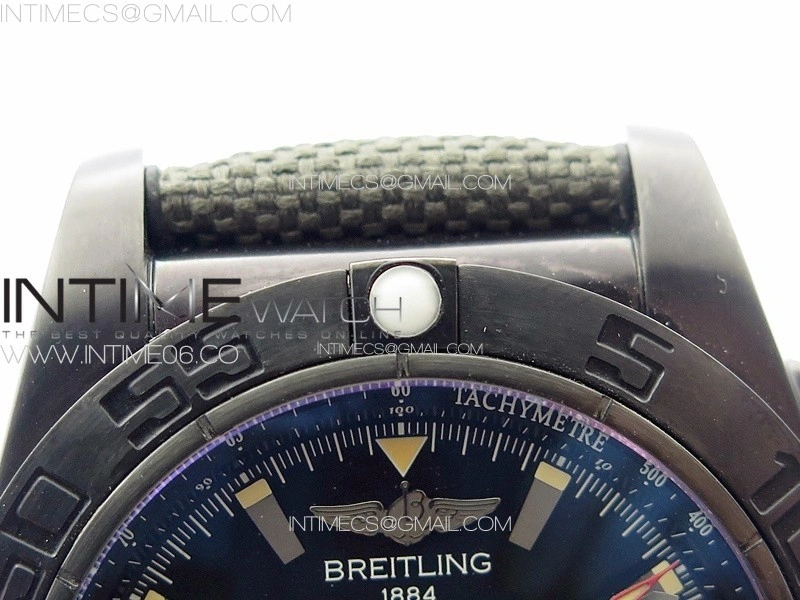 Chronomat 44mm Blacksteel V9F 1:1 Special Edition Black Dial on Black Rubber Strap