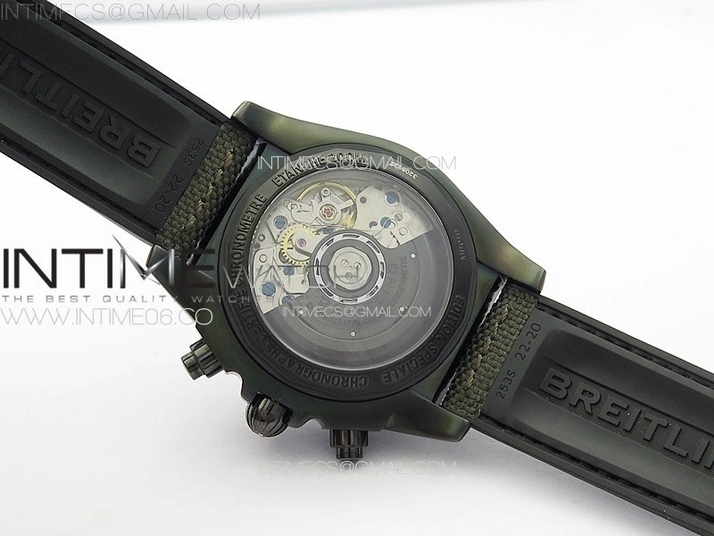 Chronomat 44mm Blacksteel V9F 1:1 Special Edition Black Dial on Black Rubber Strap