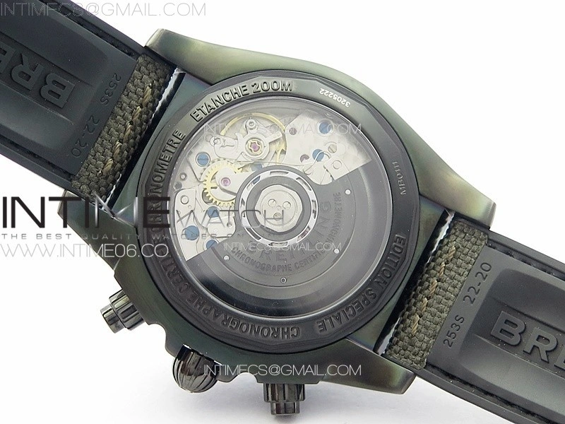 Chronomat 44mm Blacksteel V9F 1:1 Special Edition Black Dial on Black Rubber Strap