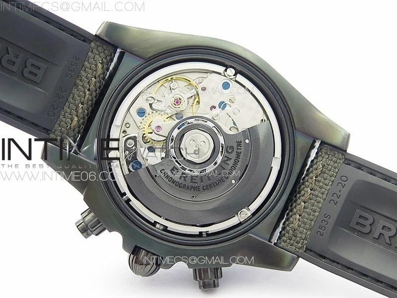 Chronomat 44mm Blacksteel V9F 1:1 Special Edition Black Dial on Black Rubber Strap
