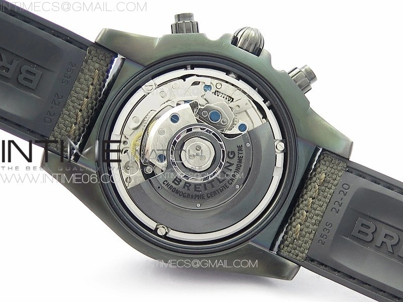 Chronomat 44mm Blacksteel V9F 1:1 Special Edition Black Dial on Black Rubber Strap