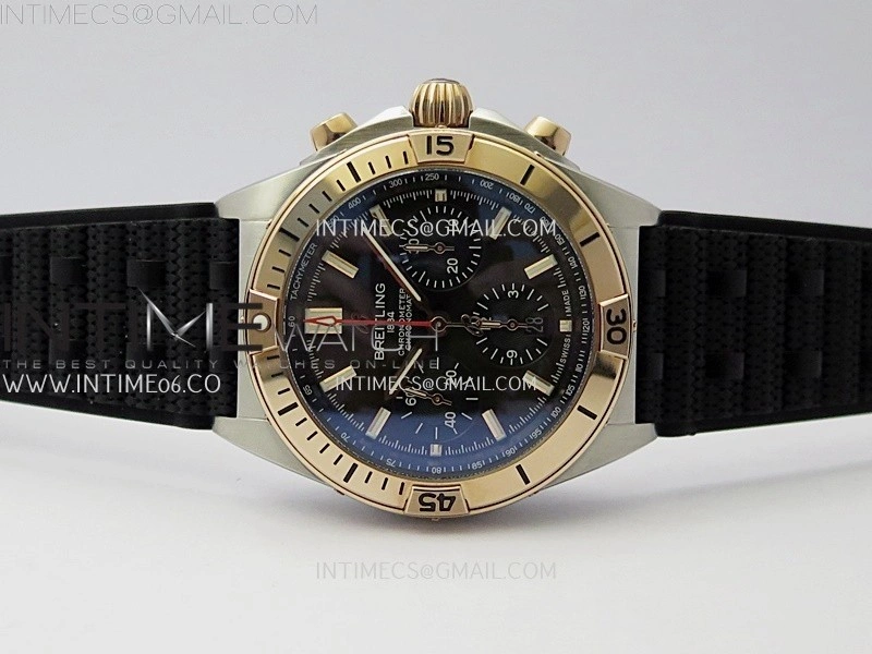 Chronomat B01 42mm SS RG TF 1:1 Best Edition Brown Dial on Black Rubber Strap A7750