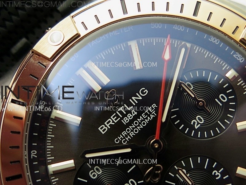 Chronomat B01 42mm SS RG TF 1:1 Best Edition Brown Dial on Black Rubber Strap A7750