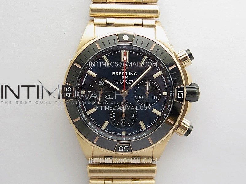 Chronomat B01 44mm RG TF 1:1 Best Edition Blue Dial On RG Bracelet A7750 To Cal.01