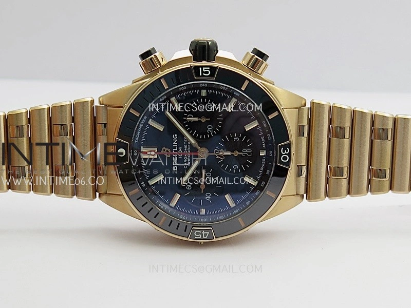 Chronomat B01 44mm RG TF 1:1 Best Edition Blue Dial On RG Bracelet A7750 To Cal.01