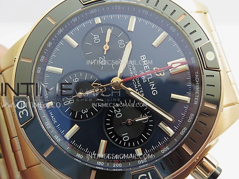 Chronomat B01 44mm RG TF 1:1 Best Edition Blue Dial On RG Bracelet A7750 To Cal.01
