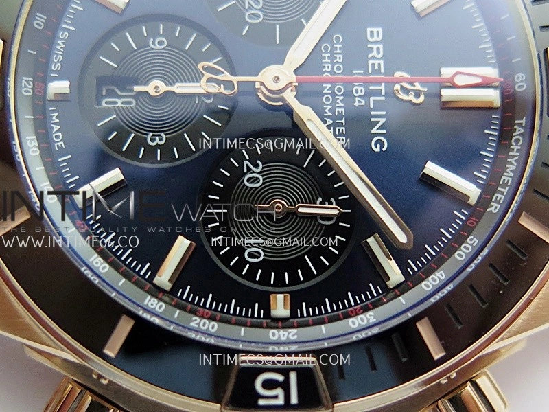Chronomat B01 44mm RG TF 1:1 Best Edition Blue Dial On RG Bracelet A7750 To Cal.01