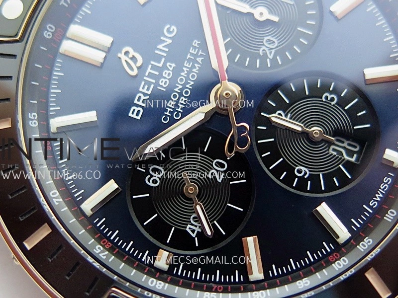 Chronomat B01 44mm RG TF 1:1 Best Edition Blue Dial On RG Bracelet A7750 To Cal.01