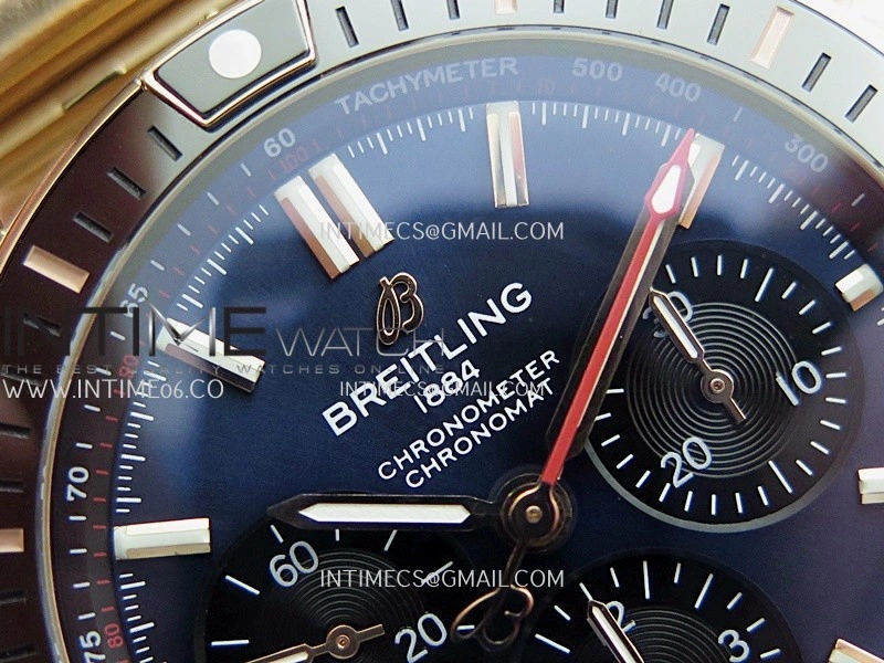 Chronomat B01 44mm RG TF 1:1 Best Edition Blue Dial On RG Bracelet A7750 To Cal.01