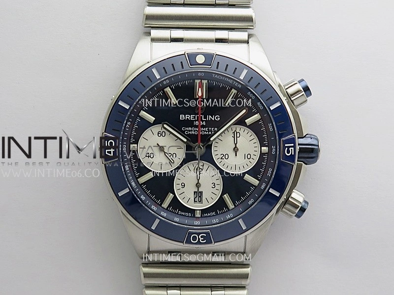 Chronomat B01 44mm SS TF 1:1 Best Edition Blue Dial On SS Bracelet A7750 To Cal.01