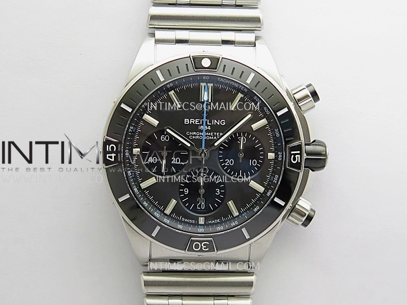 Chronomat B01 44mm SS TF 1:1 Best Edition Gray Dial On SS Bracelet A7750 To Cal.01