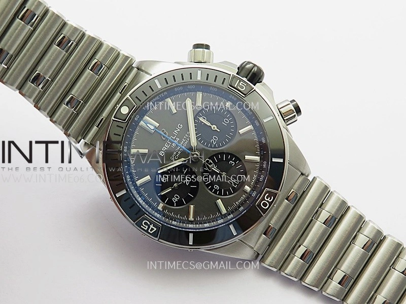 Chronomat B01 44mm SS TF 1:1 Best Edition Gray Dial On SS Bracelet A7750 To Cal.01