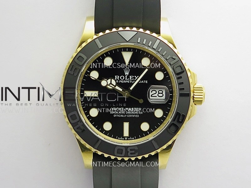 Yacht-Master 226658 42mm Gain Weight YG QF 1:1 Black Dial On Oysterflex Strap SH3235