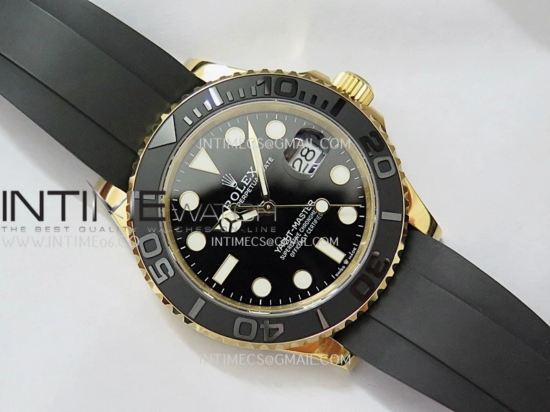 Yacht-Master 226658 42mm Gain Weight YG QF 1:1 Black Dial On Oysterflex Strap SH3235