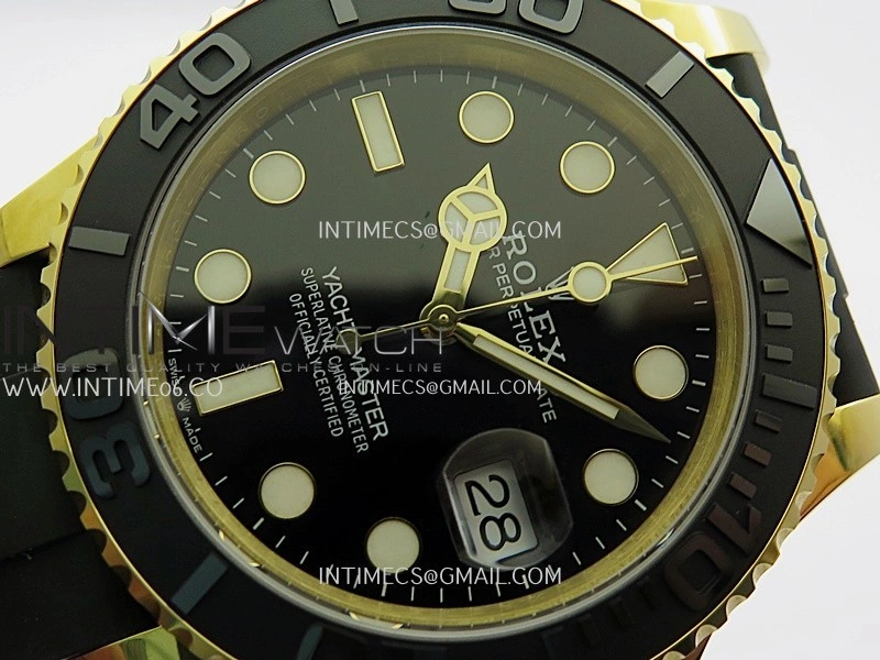 Yacht-Master 226658 42mm Gain Weight YG QF 1:1 Black Dial On Oysterflex Strap SH3235