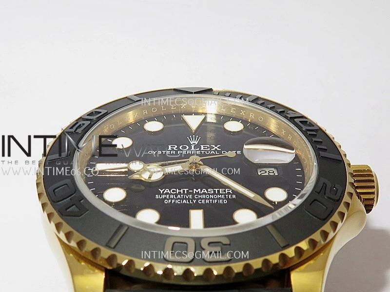 Yacht-Master 226658 42mm Gain Weight YG QF 1:1 Black Dial On Oysterflex Strap SH3235