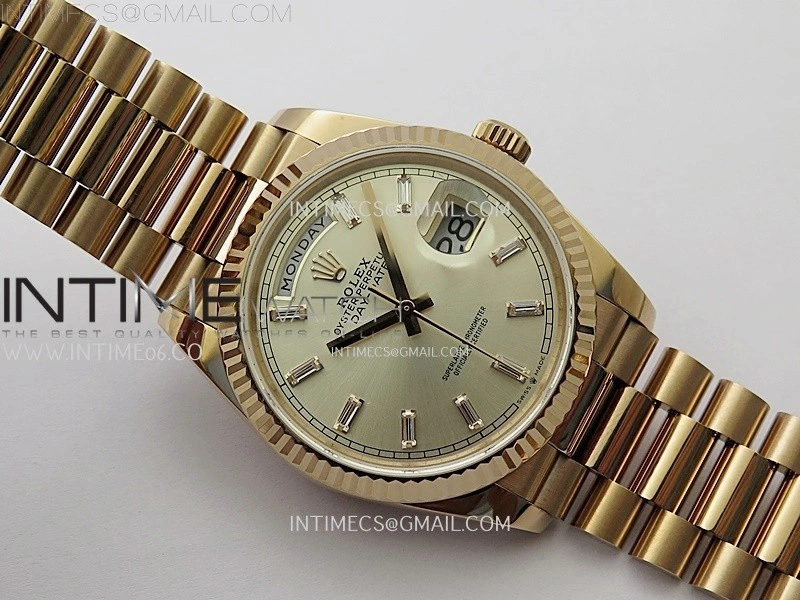 Day Date 128235 Gain Weight RG QF 1:1 Best Edition Champagne Dial Diamond Markers on RG President Bracelet