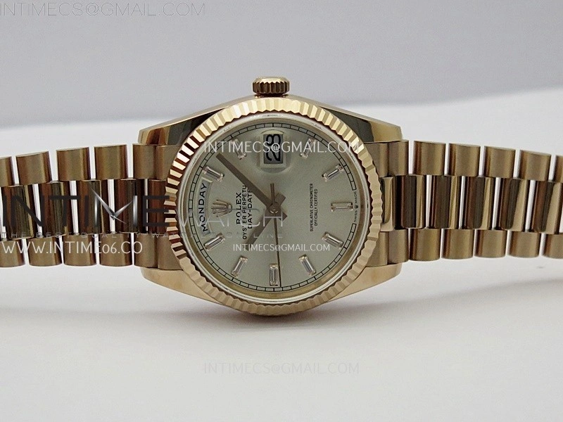 Day Date 128235 Gain Weight RG QF 1:1 Best Edition Champagne Dial Diamond Markers on RG President Bracelet