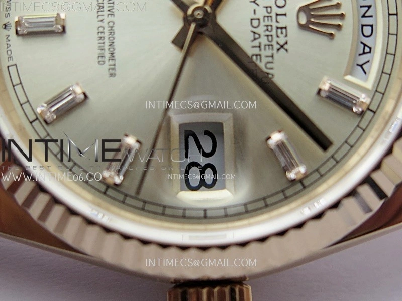 Day Date 128235 Gain Weight RG QF 1:1 Best Edition Champagne Dial Diamond Markers on RG President Bracelet