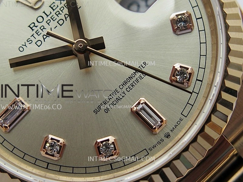 Day Date 128235 Gain Weight RG QF 1:1 Best Edition Champagne Dial Diamond Markers on RG President Bracelet