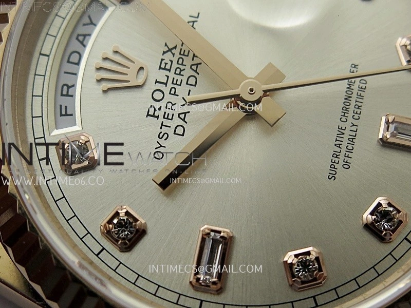 Day Date 128235 Gain Weight RG QF 1:1 Best Edition Champagne Dial Diamond Markers on RG President Bracelet