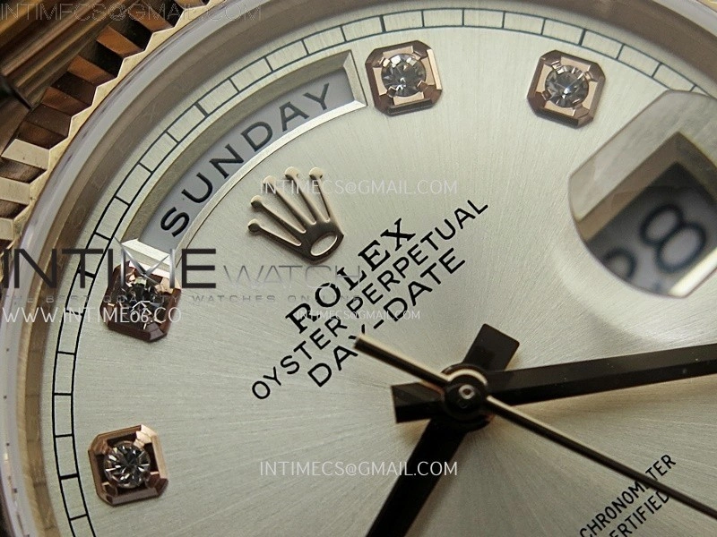 Day Date 128235 Gain Weight RG QF 1:1 Best Edition Champagne Dial Diamond Markers on RG President Bracelet