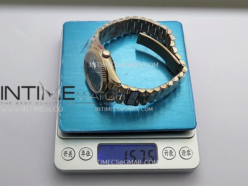 Day Date 128235 Gain Weight RG QF 1:1 Best Edition Green Dial Roman Markers On RG President Bracelet A2836