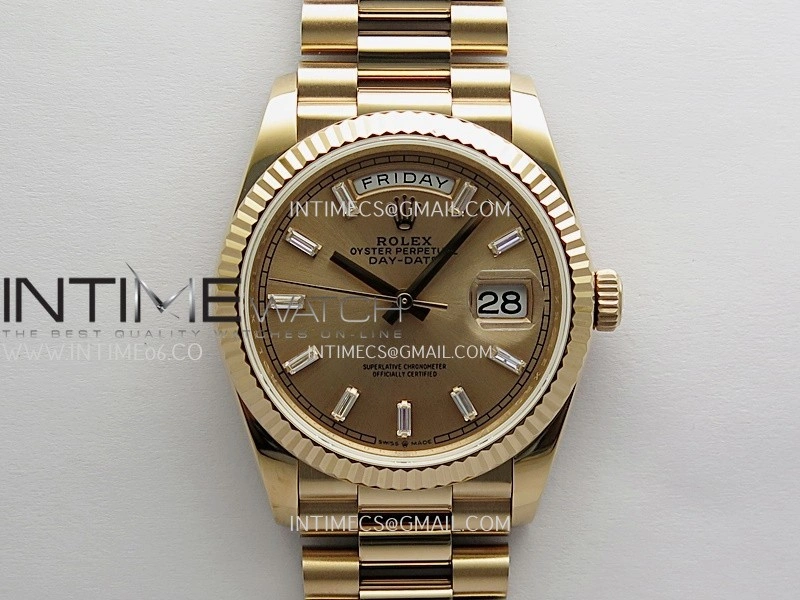 Day Date 128235 Gain Weight RG QF 1:1 Best Edition RG Dial T Diamond Marker On RG President Bracelet A2836