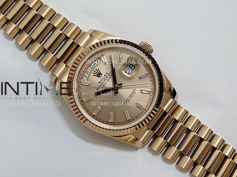 Day Date 128235 Gain Weight RG QF 1:1 Best Edition RG Dial T Diamond Marker On RG President Bracelet A2836