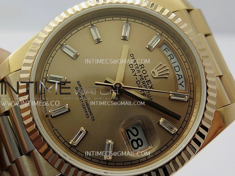 Day Date 128235 Gain Weight RG QF 1:1 Best Edition RG Dial T Diamond Marker On RG President Bracelet A2836