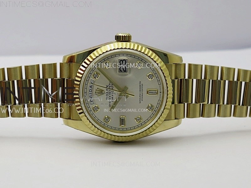 Day Date 128238 Gain Weight YG QF 1:1 Best Edition Champagne Dial Diamond Markers on YG President Bracelet