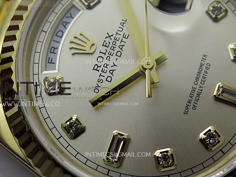 Day Date 128238 Gain Weight YG QF 1:1 Best Edition Champagne Dial Diamond Markers on YG President Bracelet