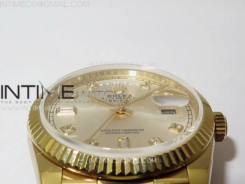 Day Date 128238 Gain Weight YG QF 1:1 Best Edition Champagne Dial Diamond Markers on YG President Bracelet