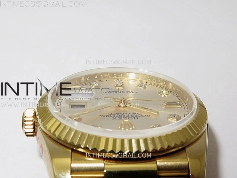 Day Date 128238 Gain Weight YG QF 1:1 Best Edition Champagne Dial Diamond Markers on YG President Bracelet