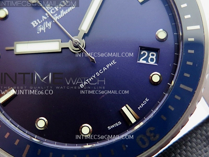Fifty Fathoms Bathyscape Titanium Ceramic Bezel GF 1:1 Best Edition Blue Dial On Nylon Strap A1315