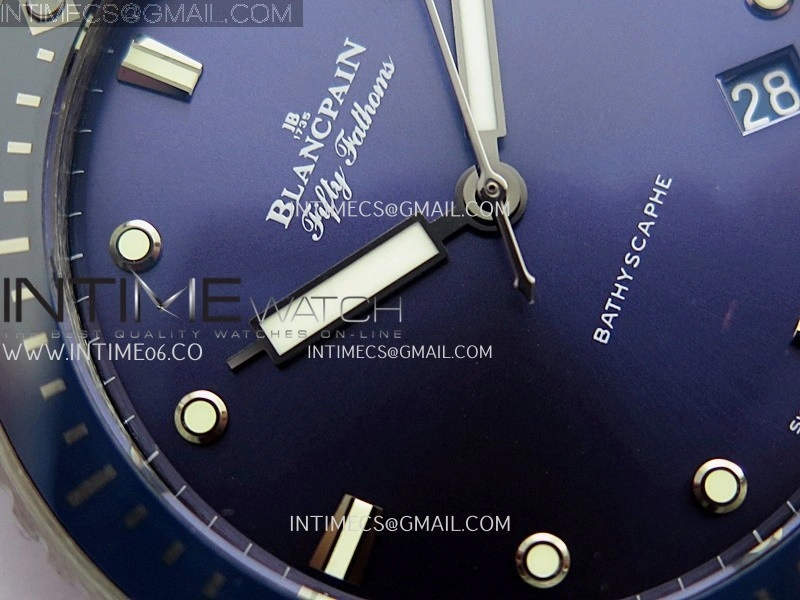 Fifty Fathoms Bathyscape Titanium Ceramic Bezel GF 1:1 Best Edition Blue Dial On Nylon Strap A1315