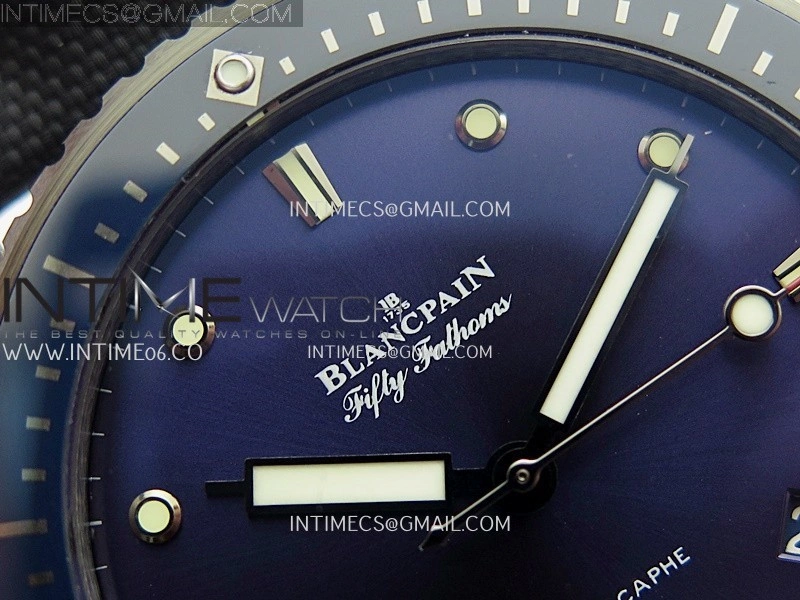 Fifty Fathoms Bathyscape Titanium Ceramic Bezel GF 1:1 Best Edition Blue Dial On Nylon Strap A1315