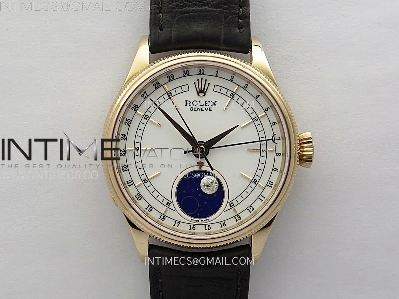 Cellini 50535 Moonphase RG GMF Best Edition White Dial on Brown Leather Strap A3195 V2
