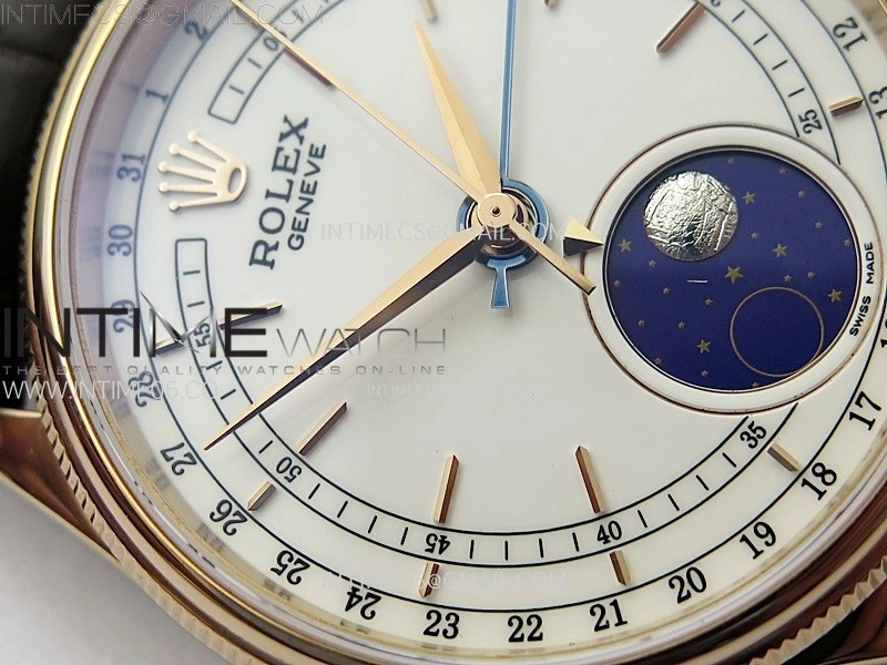 Cellini 50535 Moonphase RG GMF Best Edition White Dial on Brown Leather Strap A3195 V2