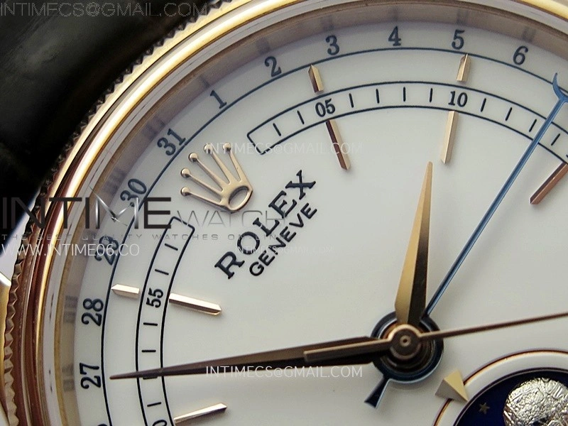Cellini 50535 Moonphase RG GMF Best Edition White Dial on Brown Leather Strap A3195 V2