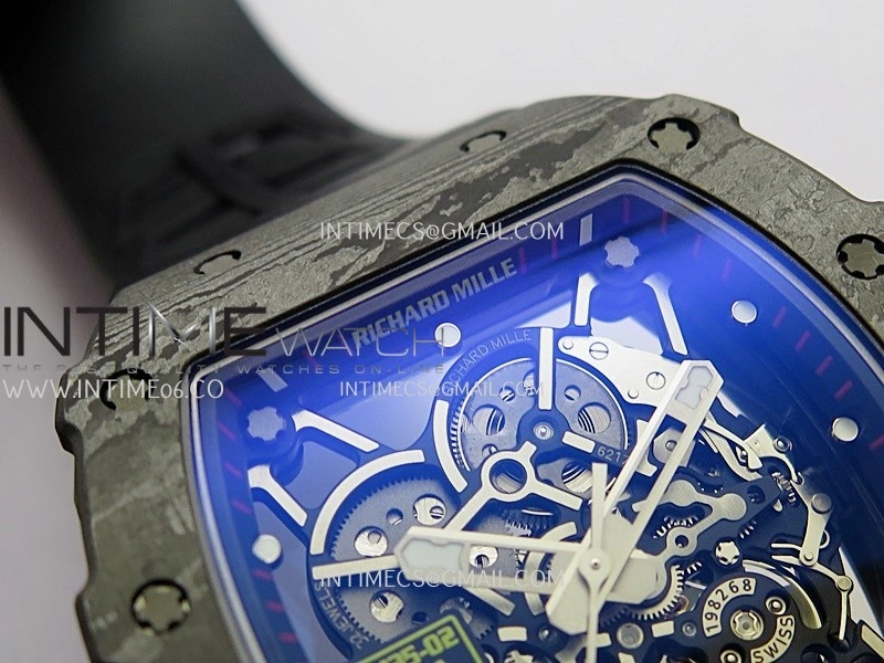 RM035-02 Black NTPT Black Crown Umi Office 1:1 Best Edition Skeleton Dial On Black Rubber Strap RMAL1 SuperClone V2