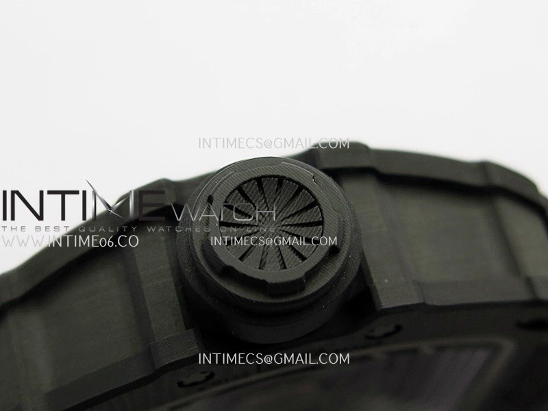 RM035-02 Black NTPT Black Crown Umi Office 1:1 Best Edition Skeleton Dial On Black Rubber Strap RMAL1 SuperClone V2