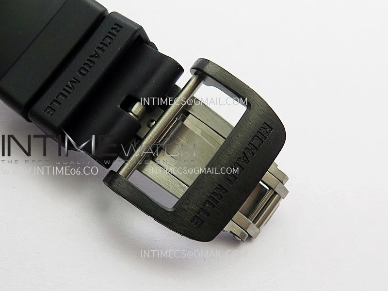 RM035-02 Black NTPT Black Crown Umi Office 1:1 Best Edition Skeleton Dial On Black Rubber Strap RMAL1 SuperClone V2