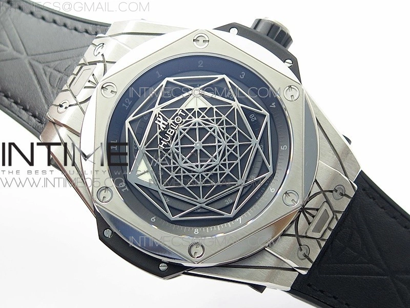 Big Bang Sang Bleu Ti WWF 1:1 Best Edition Black Skeletonal Dial On Black Gummy Strap Asian HB1213 V2